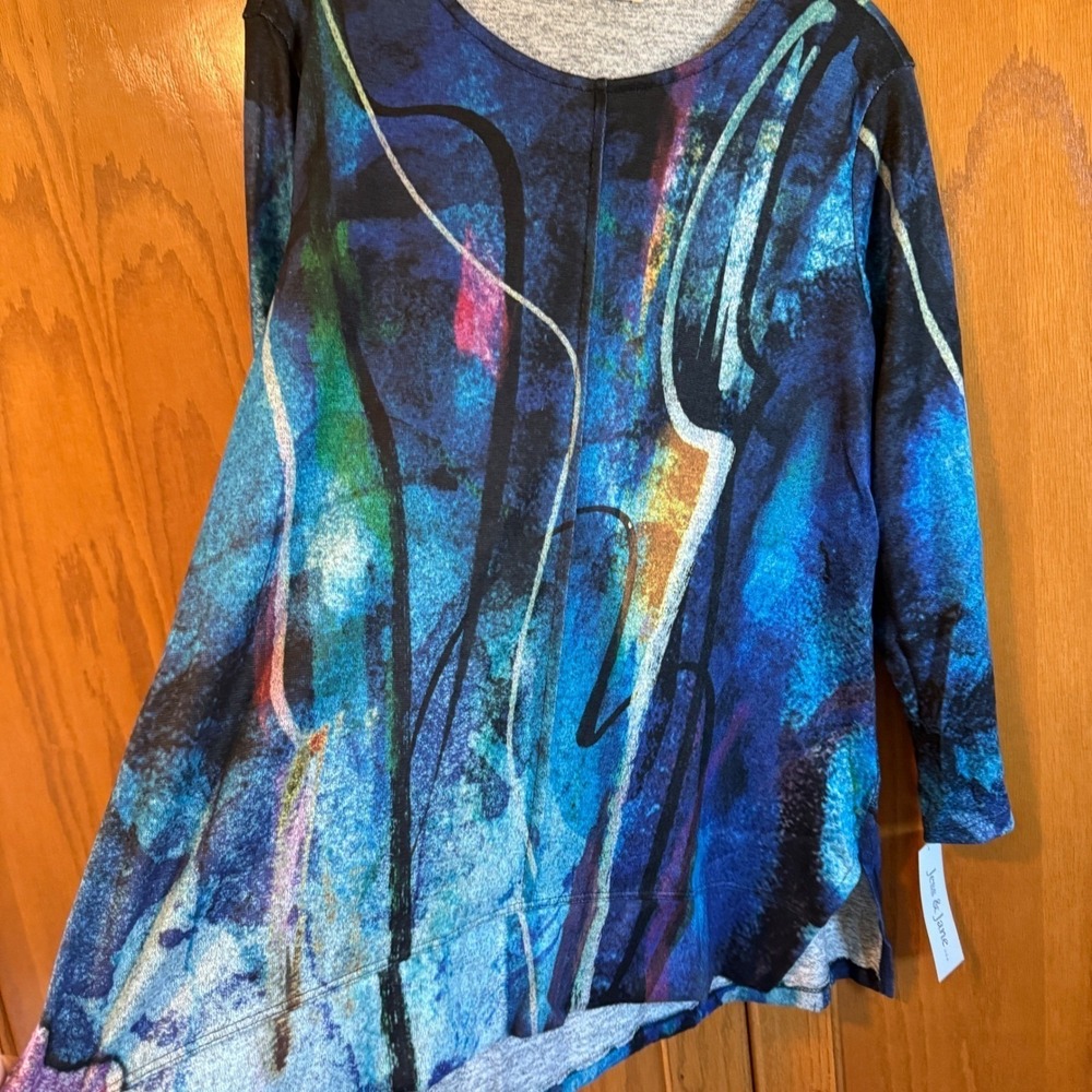 NEW Jess & Jane Eclipse Brushed knit Long Sleeve Top Blue Large USA NWT - Picture 9 of 9